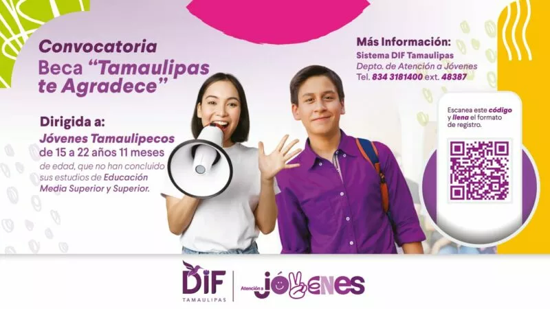 Convoca DIF Tamaulipas a participar en la beca ‘Tamaulipas te agradece’